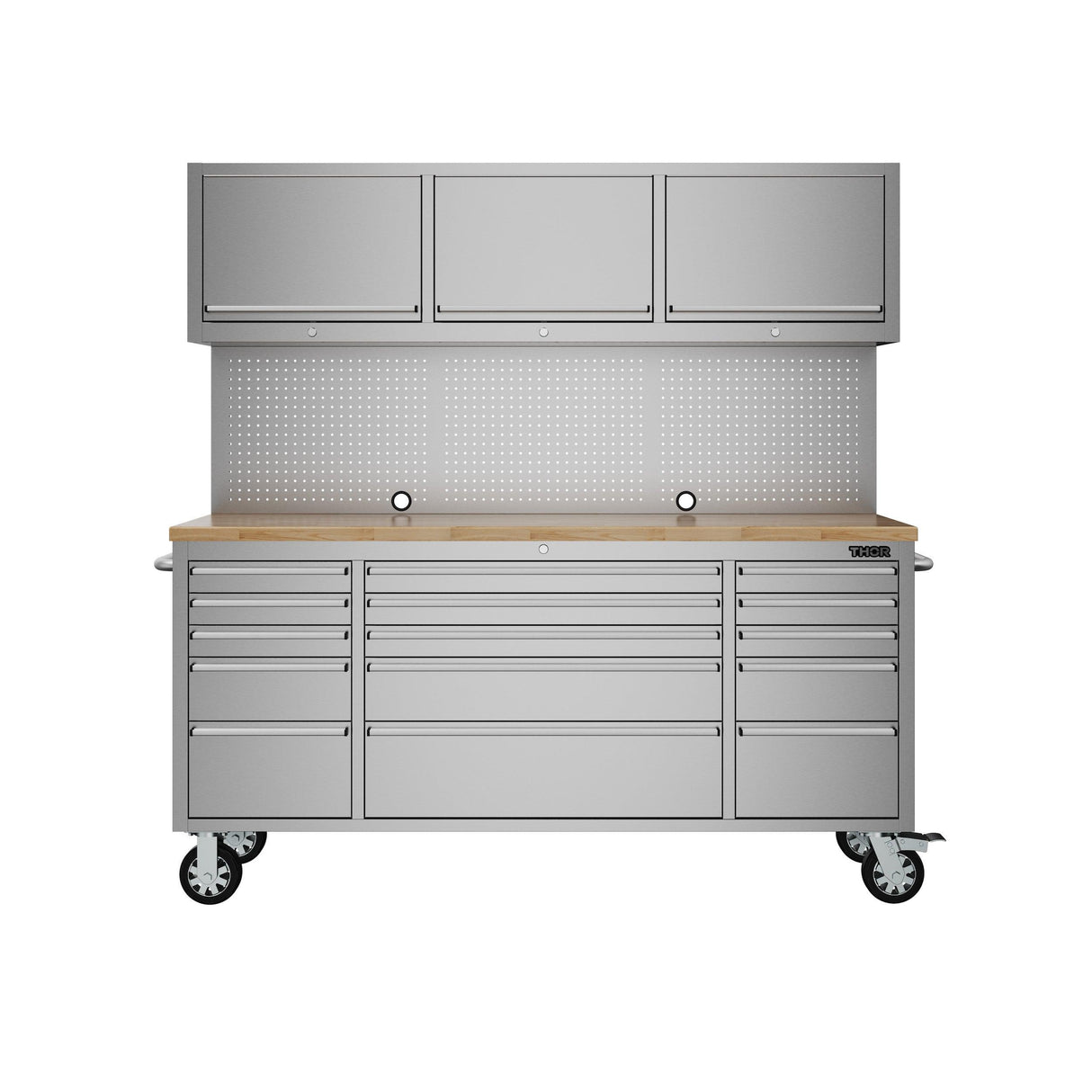 72" 15-drawer Tool Chest With Upper Cabinet and Pegboard