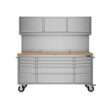 72" 15-drawer Tool Chest With Upper Cabinet and Pegboard
