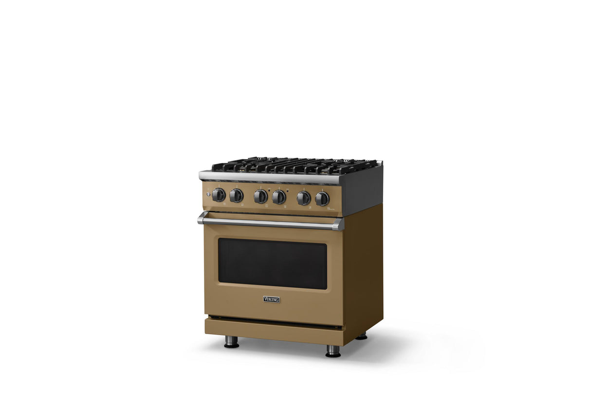30"W. Dual Fuel Range (Finish: Golden Hour, Trim: Polished Chrome, Fuel: Natural Gas)