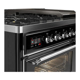 ILVE UM48FNR3BKC Majestic III 48 inch Dual Fuel Range with 8 Burners and Griddle, Dual Function Burner up to 25,000 BTU (Natural Gas, Triple Glass Door, Glossy Black, Chrome)