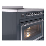 ILVE UNI366NMPBGC Nostalgie II Noblesse 36 inch Induction Range (Triple Glass Door, Blue Grey, Chrome)