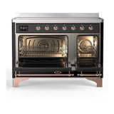 ILVE UMIB48NR3BKP Majestic III 48 inch Induction Range with 6 Elements, 5.02 cu. ft. Total Oven Capacity (Triple Glass Door, Glossy Black, Copper)