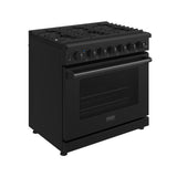36 Inch Professional Gas Range In Black