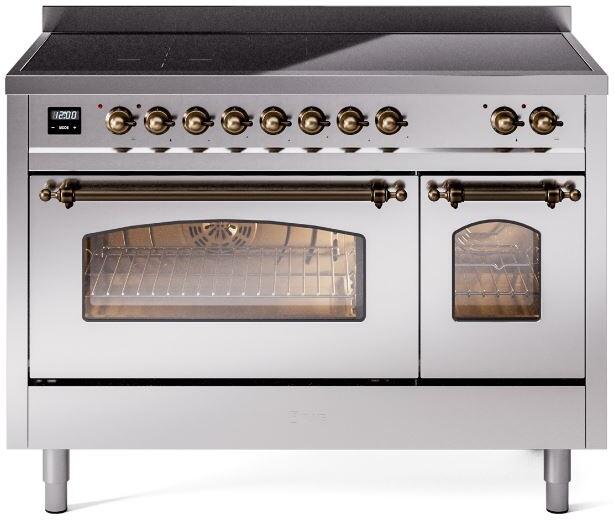 Nostalgie II 48 Inch Electric Freestanding Range in Stainless Steel with Bronze Trim