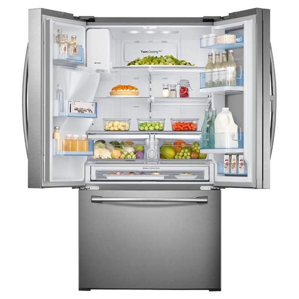 36" Wide, 30 cu. ft. Capacity 3-Door French Door Food ShowCase Refrigerator with Dual Ice Maker (Stainless Steel)