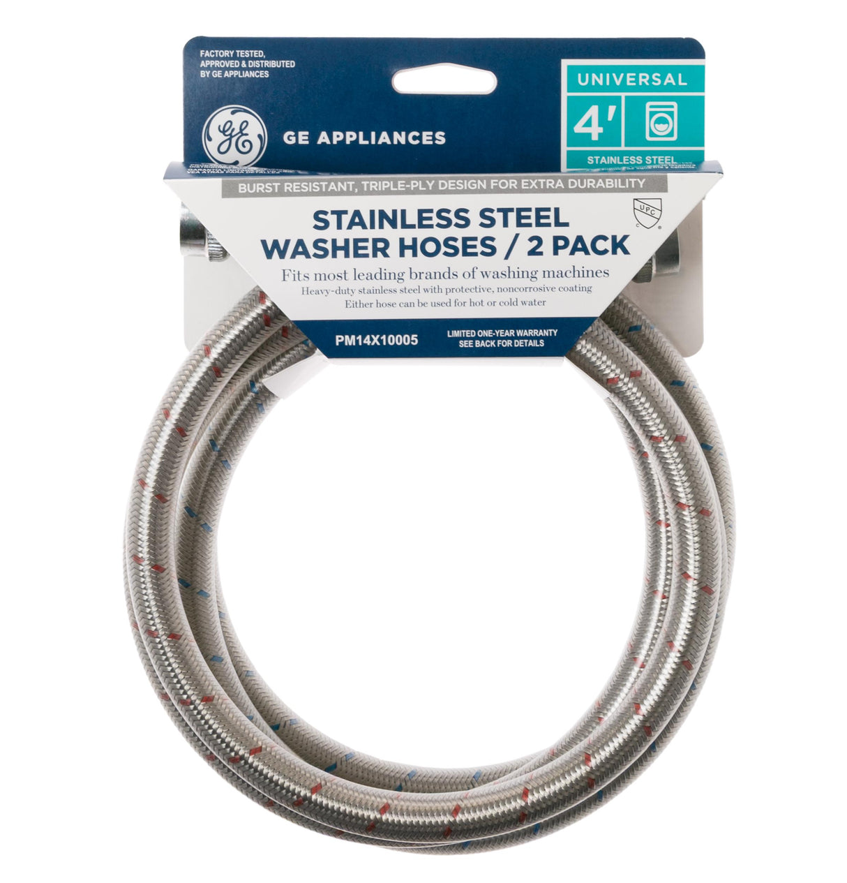 GE® Universal Washing Machine Stainless Steel Hoses - 2 Pack PM14X10005
