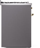 Nostalgie II 30 Inch Dual Fuel Liquid Propane Freestanding Range in Matte Graphite with Brass Trim