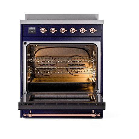 ILVE UNI304QNMPMBP Nostalgie II Noblesse 30 inch Induction Range (Solid Door, Midnight Blue, Copper)
