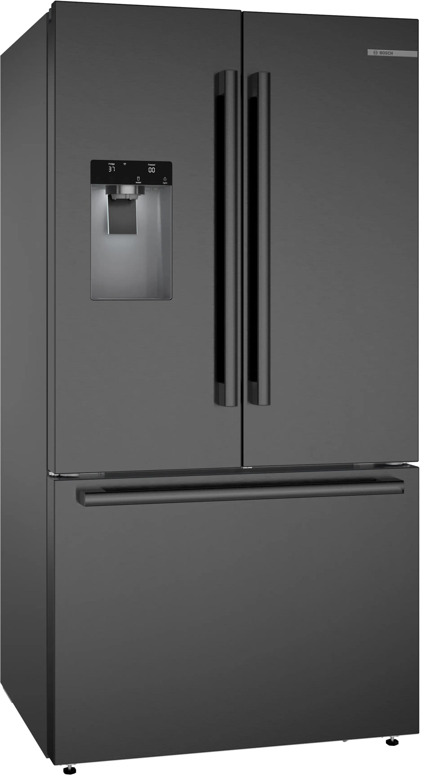 500 Series French Door Bottom Mount Refrigerator 36" Black Stainless Steel, Total No Frost