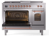 Nostalgie II 48 Inch Dual Fuel Natural Gas Freestanding Range in Stainless Steel with Copper Trim