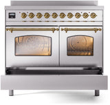 Nostalgie II 40 Inch Electric Freestanding Range in Stainless Steel with Brass Trim