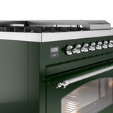 Nostalgie II 48 Inch Dual Fuel Liquid Propane Freestanding Range in Emerald Green with Chrome Trim