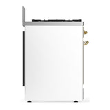 ILVE UM30QNR3WHGLP Majestic III 30 inch Dual Fuel Range with 5 Black Brass Burners, Dual Function Burner up to 25,000 BTU (Liquid Propane, Solid Door, White, Brass)