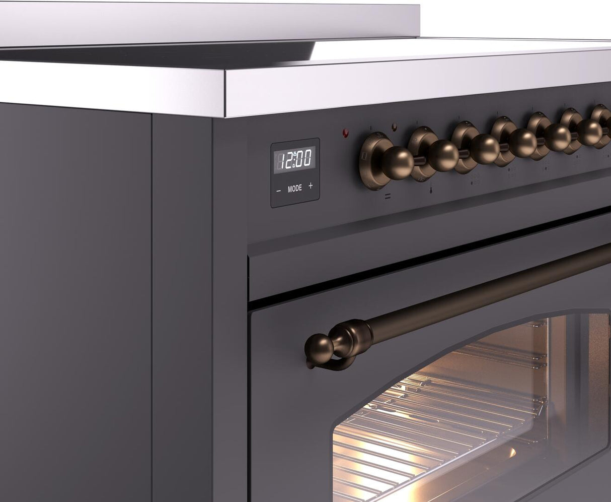 Nostalgie II 48 Inch Electric Freestanding Range in Matte Graphite with Bronze Trim