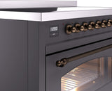 Nostalgie II 48 Inch Electric Freestanding Range in Matte Graphite with Bronze Trim
