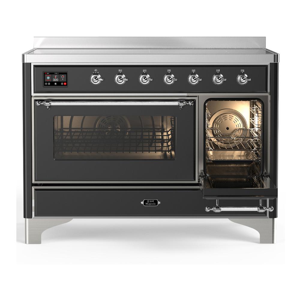 ILVE UMIB48NR3MGC Majestic III 48 inch Induction Range with 6 Elements, 5.02 cu. ft. Total Oven Capacity (Triple Glass Door, Graphite Matte, Chrome)