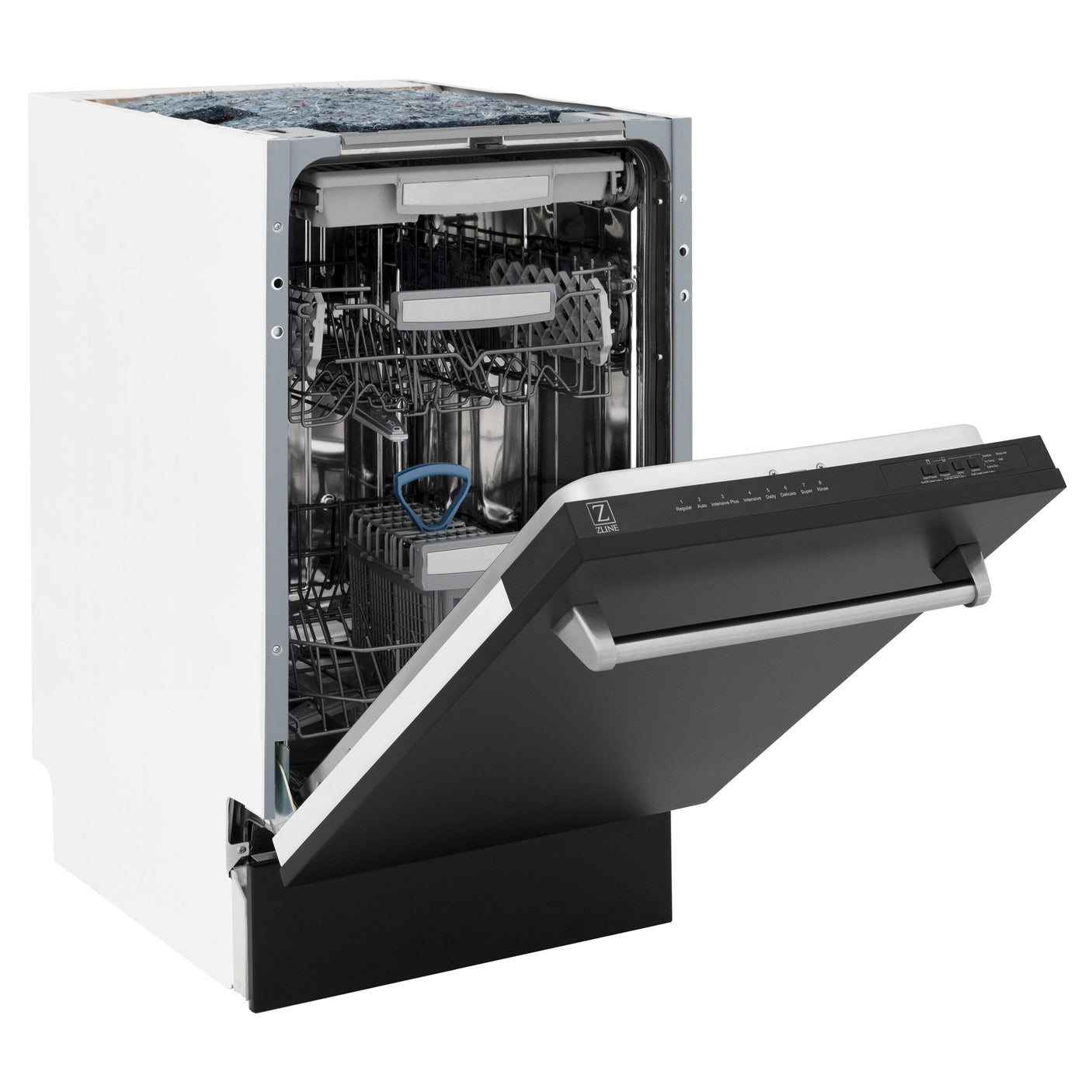 ZLINE 18" Tallac Series 3rd Rack Top Control Dishwasher with Traditional Handle, 51dBa [Color: Black Matte]