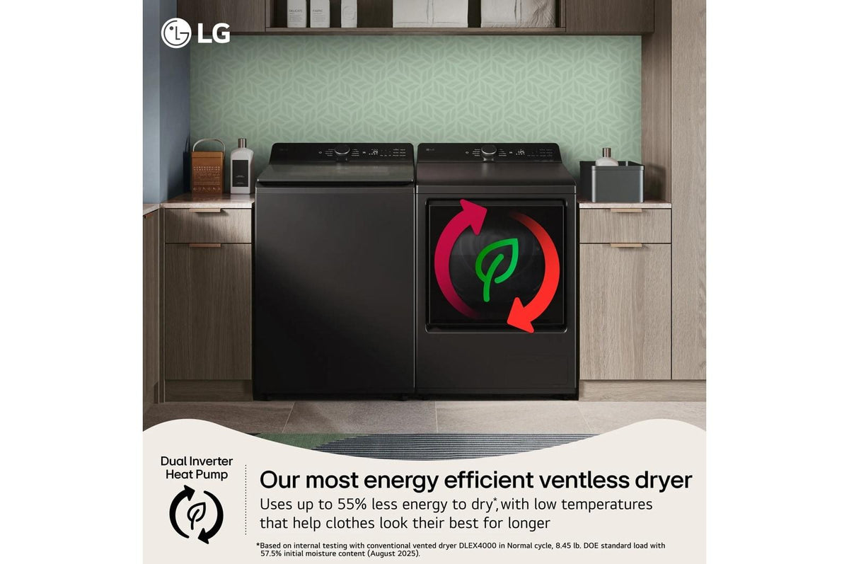 7.3 cu. ft. Ultra Large Capacity Smart Rear Control Ventless Dryer with Dual Inverter Heat Pump Technology and Inverter Direct Drive Motor System