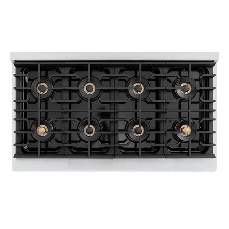 ZLINE Autograph Edition 48 in. 6.7 cu. ft. Paramount Dual Fuel Range with 8 Burner DuoPro? Cooktop and Dual Ovens in Stainless Steel and Matte Black Accents (PSDRZ-48-MB)
