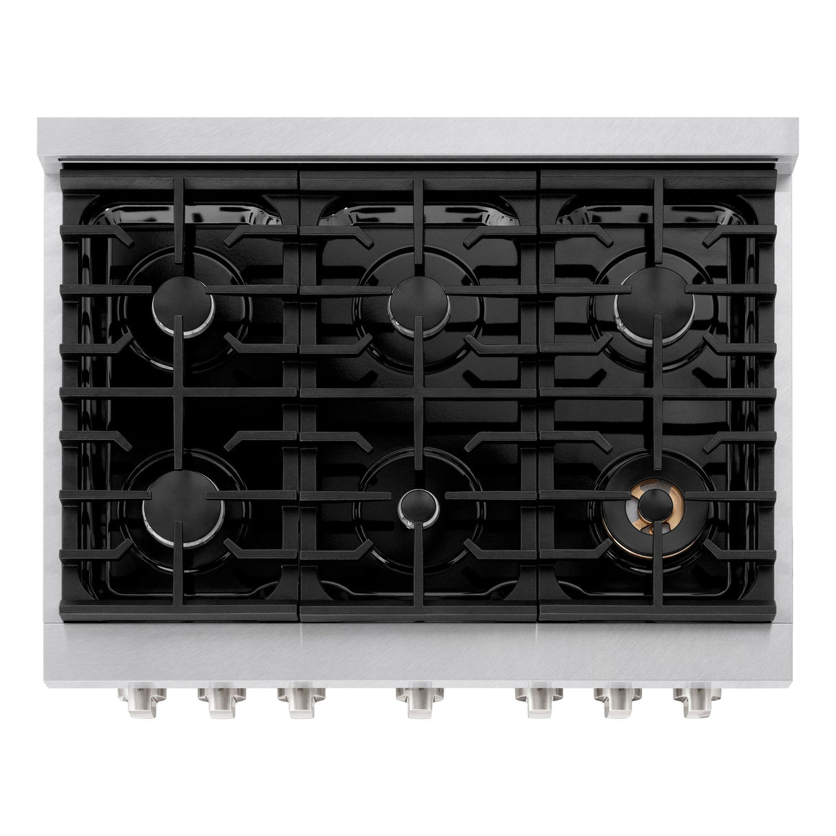ZLINE 36 in. 5.2 cu. ft. 6 Burner Gas Range with Convection Gas Oven in DuraSnow' Stainless Steel with Black Matte Door (SGRS-BLM-36)