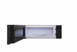 Low-Profile 30" Over-The-Range Microwave Oven in Black Glass with Stainless Steel Trim