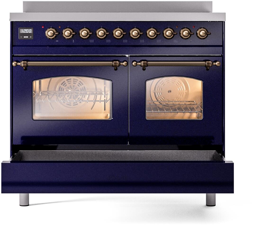 Nostalgie II 40 Inch Electric Freestanding Range in Blue with Bronze Trim