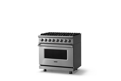 36"W. Dual Fuel Range (Burner: 6b, Finish: Stainless Steel, Trim: Polished Chrome, Fuel: Natural Gas)