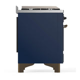 ILVE UMD40FQNR3MBBLP Majestic III 40 inch Dual Fuel Range with 6 Burners and Griddle, Dual Function Burner up to 25,000 BTU (Liquid Propane, Solid Door, Midnight Blue, Burnished)