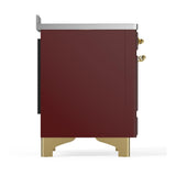 ILVE UMIB48QNR3BUG Majestic III 48 inch Induction Range with 6 Elements, 5.02 cu. ft. Total Oven Capacity (Solid Door, Burgundy, Brass)