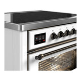 ILVE UMIB36NR3WHB Majestic III 36 inch Induction Range with 6 Elements, 3.5 cu. ft. Total Oven Capacity (Triple Glass Door, White, Burnished)