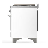 ILVE UM60FSNR3WHCLP Majestic III 60 inch Dual Fuel Range with 7 Burners, Griddle and French Top, Dual Function Burner with up to 25,000 BTU (Liquid Propane, Triple Glass Door, White, Chrome)