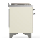 ILVE UM36FNR3AWCLP Majestic III 36 inch Dual Fuel Range with 6 Black Brass Burners and Griddle, Dual Function Burner up to 25,000 BTU (Triple Glass Door, Antique White, Chrome, Liquid Propane)