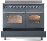 Nostalgie II 40 Inch Electric Freestanding Range in Blue Grey with Chrome Trim