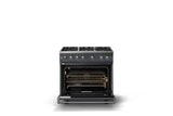 36"W. Sealed Burner Gas Range (Burner: 6b, Finish: Cast Black, Trim: Polished Chrome, Fuel: Natural Gas)