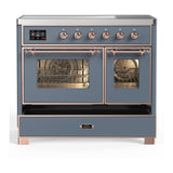 ILVE UMDIB40NR3BGP Majestic III 40 inch Induction Range with 6 Elements, 3.82 cu. ft. Total Oven Capacity (Triple Glass Door, Blue Grey, Copper)