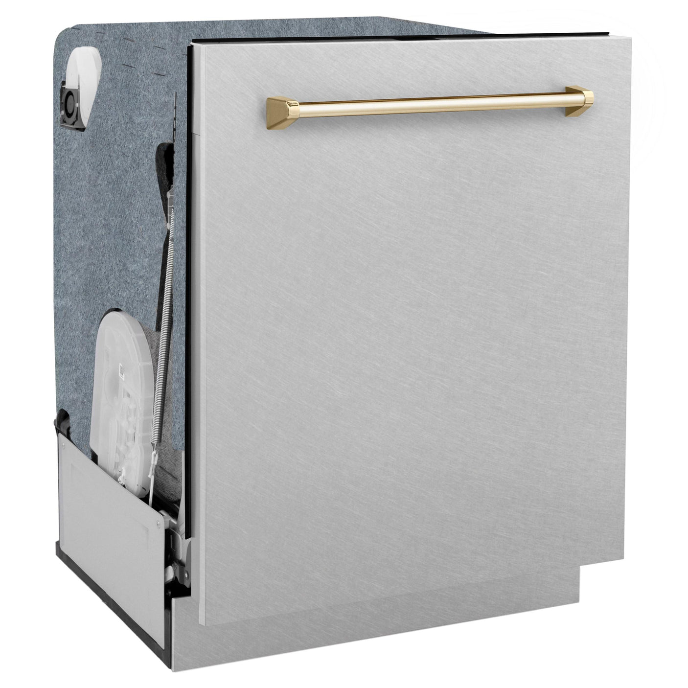 ZLINE Autograph Edition 24" 3rd Rack Top Touch Control Tall Tub Dishwasher in DuraSnow Stainless Steel with Accent Handle, 45dBa (DWMTZ-SN-24) [Color: Gold]