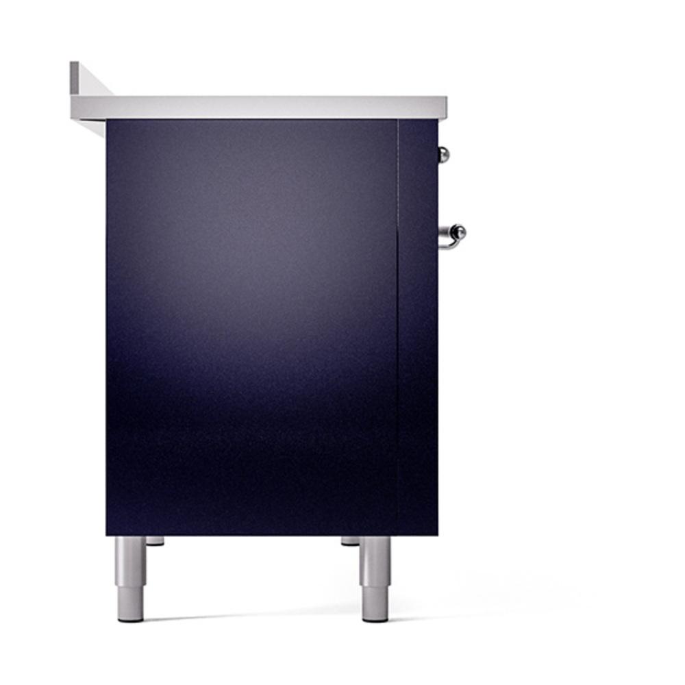 ILVE UNI486QNMPMBC Nostalgie II Noblesse 48 inch Induction Range (Solid Door, Midnight Blue, Chrome)