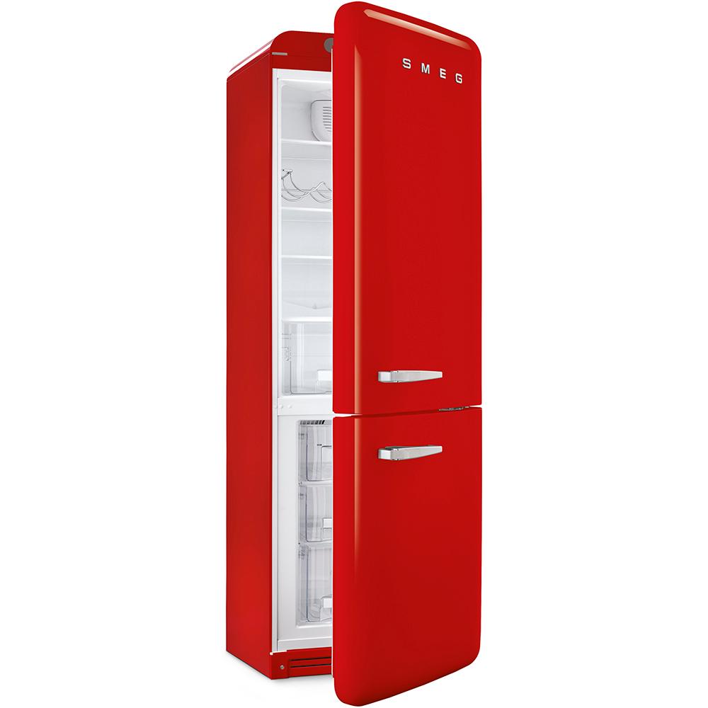 Approx 24" 50'S Style refrigerator with automatic freezer, Red, Right hand hinge