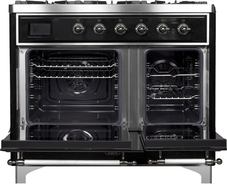 Majestic II 40 Inch Dual Fuel Liquid Propane Freestanding Range in Glossy Black with Chrome Trim