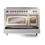 ILVE UNI486NMPSSG Nostalgie II Noblesse 48 inch Induction Range (Triple Glass Door, Stainless Steel, Brass)