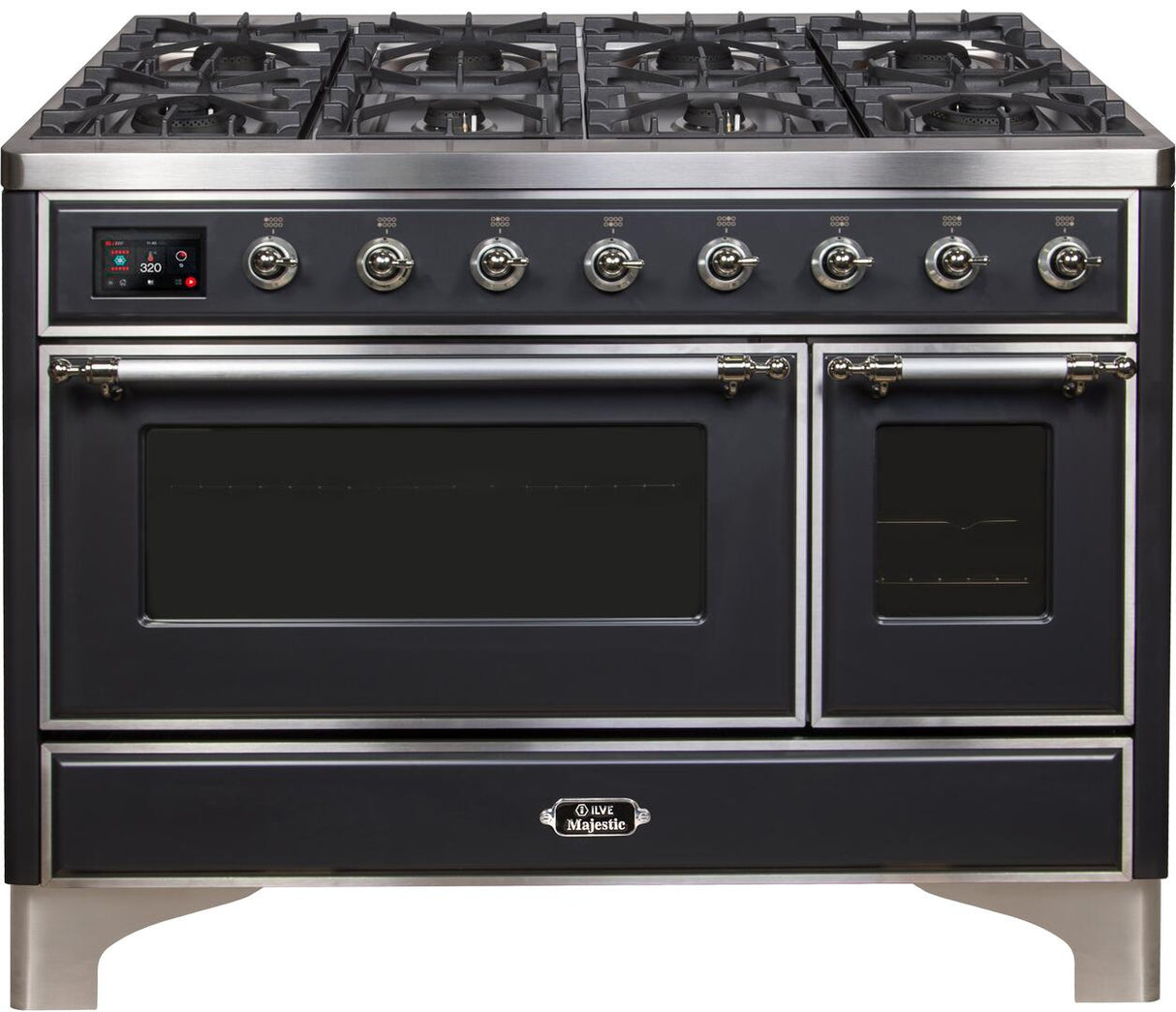 Majestic II 48 Inch Dual Fuel Liquid Propane Freestanding Range in Matte Graphite with Chrome Trim