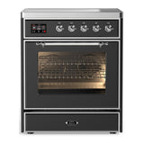 ILVE UMIB30NR3MGC Majestic III 30 inch Induction Range with 4 Elements, 4 cu. ft. Oven Capacity (Triple Glass Door, Graphite Matte, Chrome)