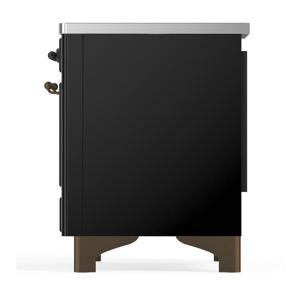 ILVE UMDIB40NR3BKB Majestic III 40 inch Induction Range with 6 Elements, 3.82 cu. ft. Total Oven Capacity (Triple Glass Door, Glossy Black, Burnished)