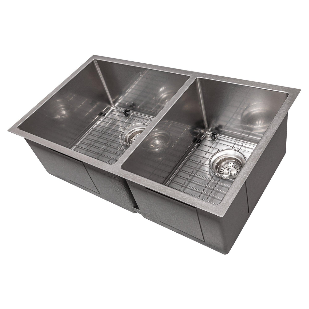 ZLINE 36 in. Chamonix Undermount Double Bowl Stainless Steel Kitchen Sink with Bottom Grid (SR60D-36)