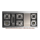 ILVE UM60FNR3BKPLP Majestic III 60 inch Dual Fuel Range with 9 Burners and Griddle, Dual Function Burner up to 25,000 BTU (Liquid Propane, Triple Glass Door, Glossy Black, Copper)