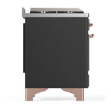 ILVE UM60FQNR3MGPLP Majestic III 60 inch Dual Fuel Range with 9 Burners and Griddle, Dual Function Burner up to 25,000 BTU (Liquid Propane, Solid Door, Graphite Matte, Copper)