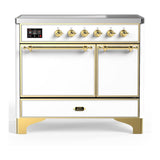 ILVE UMDIB40QNR3WHG Majestic III 40 inch Induction Range with 6 Elements, 3.82 cu. ft. Total Oven Capacity (Solid Door, White, Brass)