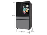 Bespoke 23 cu. ft. Counter Depth 4-Door French Door Refrigerator with AI Family Hub™+ & AI Vision Inside™ in Charcoal Glass and Stainless Steel