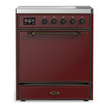 ILVE UMIB30QNR3BUB Majestic III 30 inch Induction Range with 4 Elements, 4 cu. ft. Oven Capacity (Solid Door, Burgundy, Burnished)