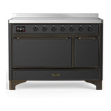 ILVE UMIB48QNR3MGB Majestic III 48 inch Induction Range with 6 Elements, 5.02 cu. ft. Total Oven Capacity (Solid Door, Graphite Matte, Burnished)